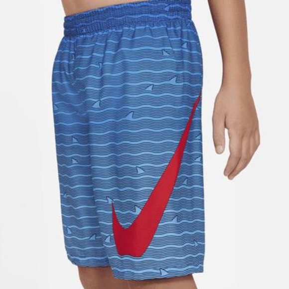NWT Nike Boys' Shark Stripe Breaker 8” Volley Swim Shorts - Picture 4 of 5